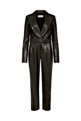 DRESDEN FAUX LEATHER BLAZER SUIT IN BLACK