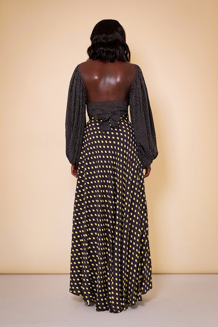 GIRONA TIE UP BACKLESS TOP IN ORAPA PRINT