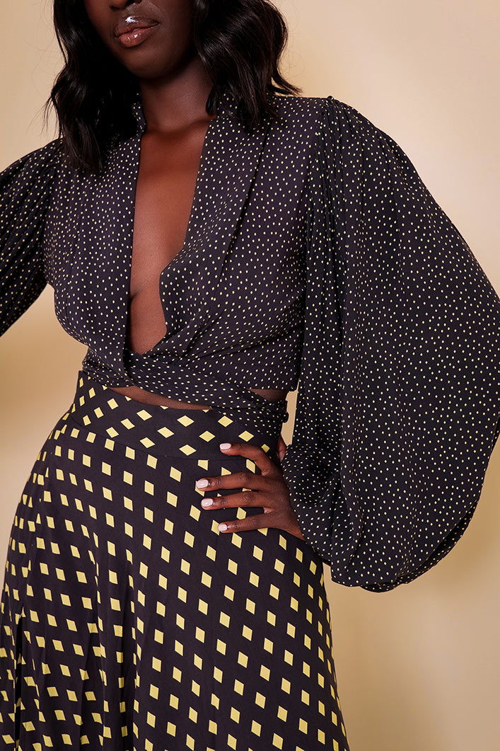 GIRONA TIE UP BACKLESS TOP IN ORAPA PRINT