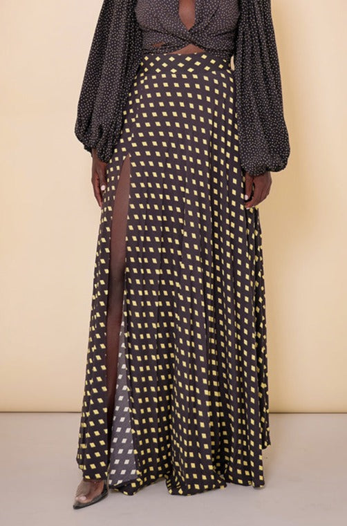 GIRONA SIDE SLIT MAXI SKIRT IN ORAPA PRINT
