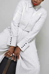 GRAHAM PINSTRIPED CROPPED SHIRT JACKET IN OFF-WHITE