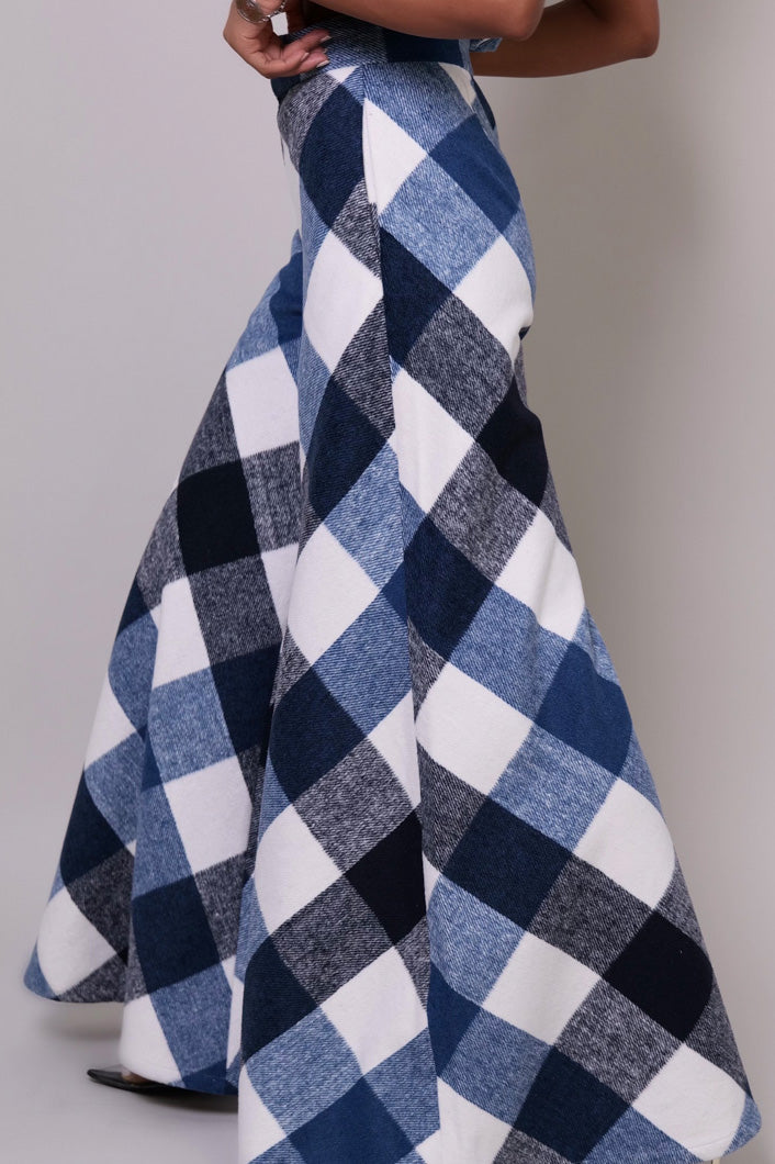 HIGHLAND WOOL FLARED PANTS IN BLUE