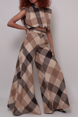 HIGHLAND WOOL FLARED PANTS IN BROWN