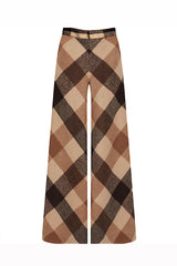 HIGHLAND WOOL FLARED PANTS IN BROWN