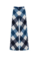 HIGHLAND WOOL FLARED PANTS IN BLUE