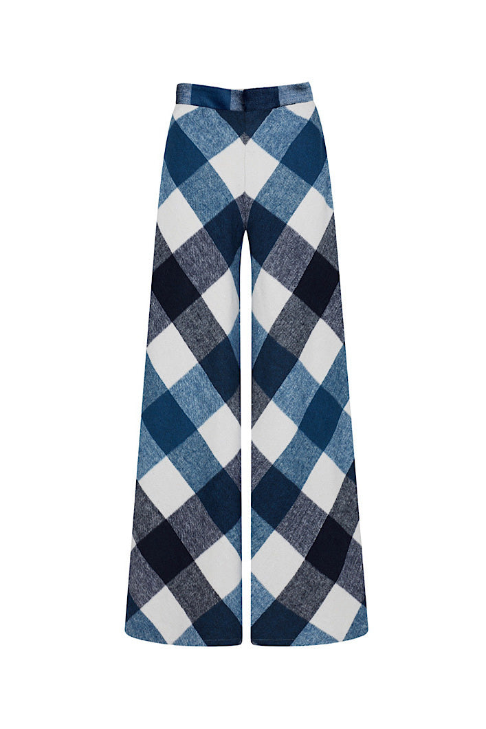 HIGHLAND WOOL FLARED PANTS IN BLUE