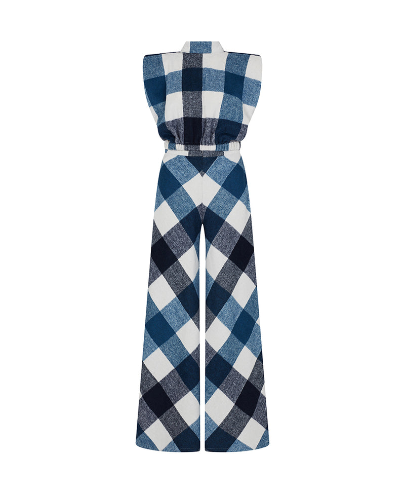 Invisible mannequin image of The Kemist Highland Wool Top and Wide Leg Pants in in Blue