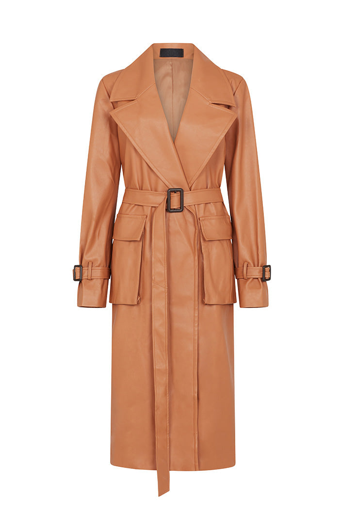 HURLEY FAUX LEATHER TRENCH COAT