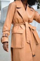 HURLEY FAUX LEATHER TRENCH COAT