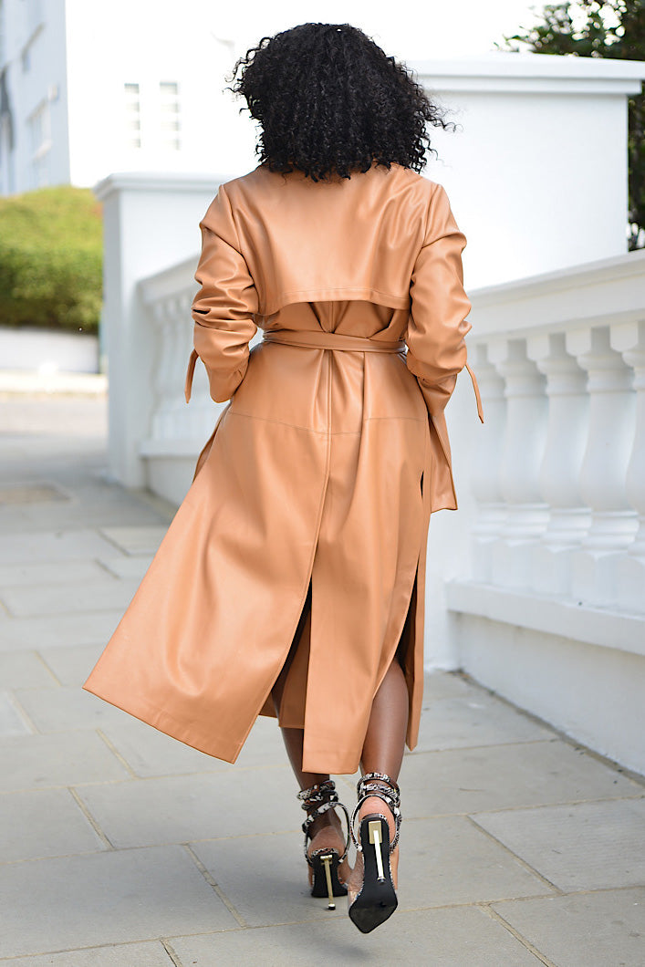 HURLEY FAUX LEATHER TRENCH COAT
