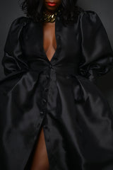 IZMIR LONG SLEEVE BACKLESS MIDI DRESS IN BLACK