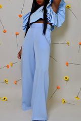KAILI RUFFLED SLEEVELESS TOP IN BLUE