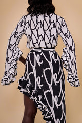 KEMI K RUFFLE SLEEVED SHIRT IN WHITE TK SCRIPT