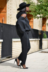 KYOTO HOODED ZIPPER LUXESUIT IN BLACK