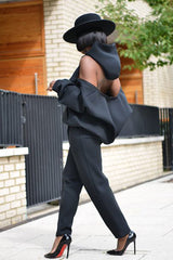 KYOTO HOODED ZIPPER LUXESUIT IN BLACK