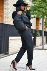 KYOTO HOODED ZIPPER LUXESUIT IN BLACK
