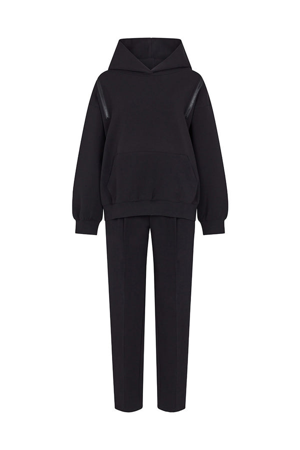 KYOTO HOODED ZIPPER LUXESUIT IN BLACK