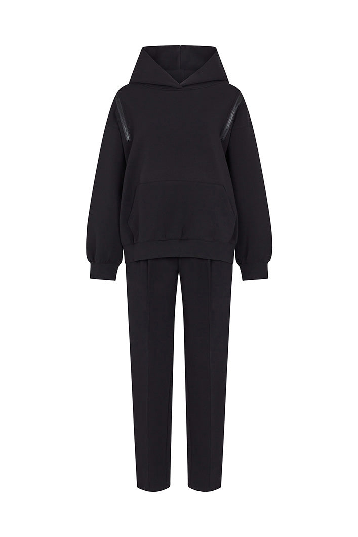 KYOTO HOODED ZIPPER LUXESUIT IN BLACK