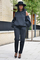 KYOTO HOODED ZIPPER LUXESUIT IN BLACK