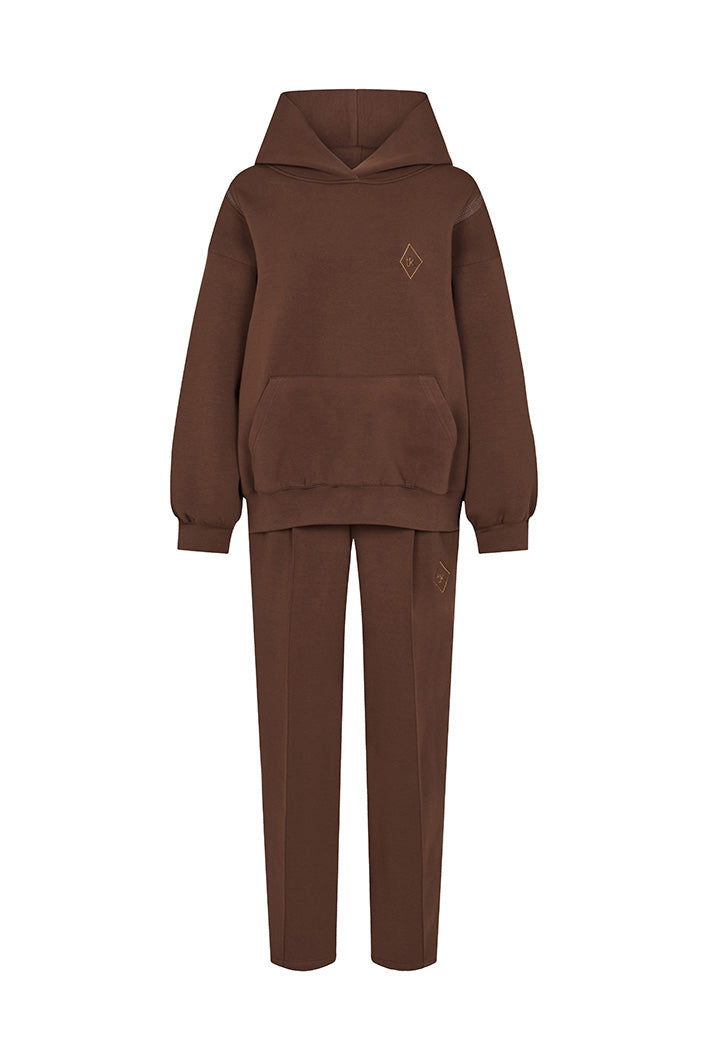 KYOTO HOODED ZIPPER LUXESUIT IN CHOCOLATE BROWN