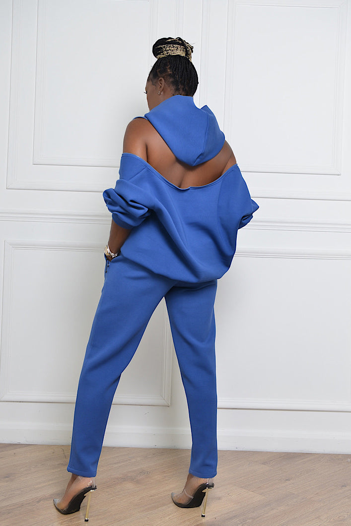 KYOTO HOODED ZIPPER LUXESUIT IN CLASSIC BLUE