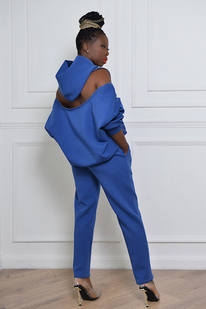 KYOTO HOODED ZIPPER LUXESUIT IN CLASSIC BLUE