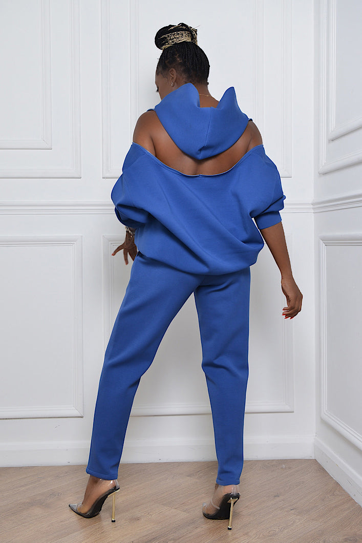 KYOTO HOODED ZIPPER LUXESUIT IN CLASSIC BLUE