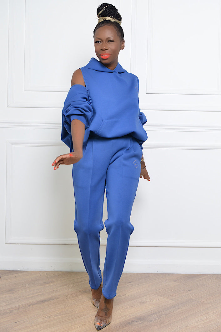 KYOTO HOODED ZIPPER LUXESUIT IN CLASSIC BLUE
