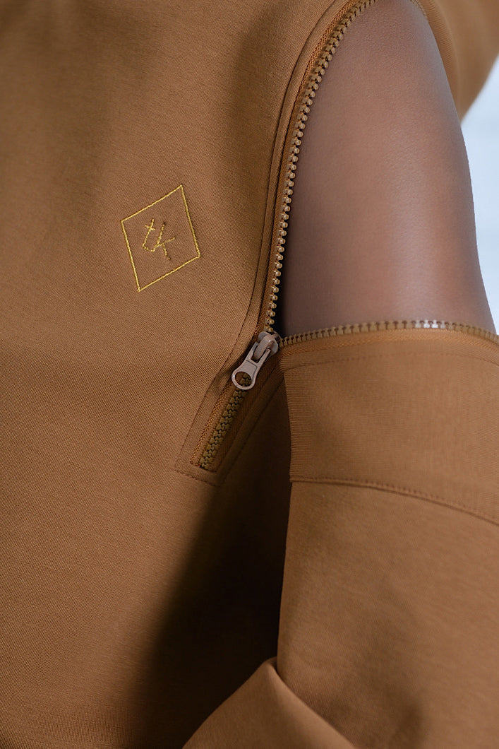 KYOTO HOODED ZIPPER LUXESUIT IN GOLDEN BROWN