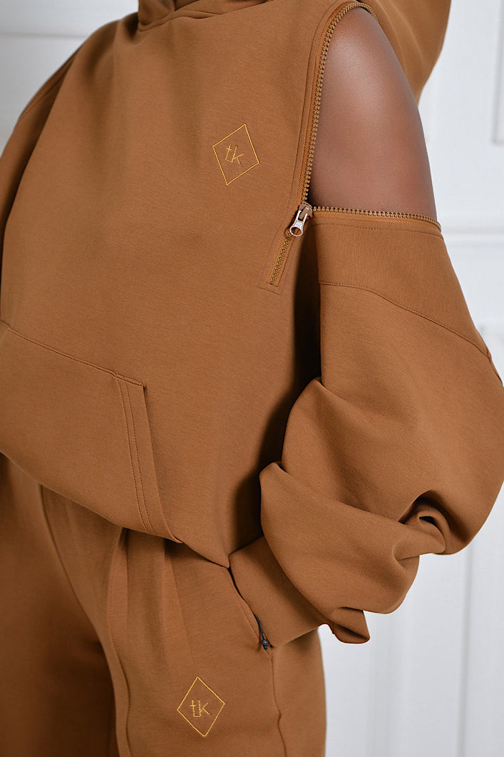 KYOTO HOODED ZIPPER LUXESUIT IN GOLDEN BROWN