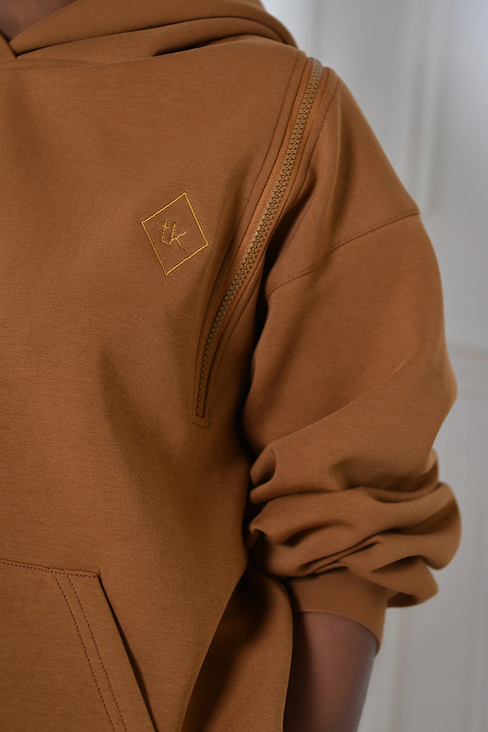 KYOTO HOODED ZIPPER LUXESUIT IN GOLDEN BROWN