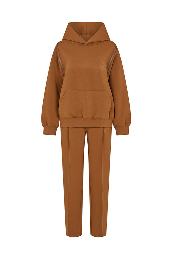 KYOTO HOODED ZIPPER LUXESUIT IN GOLDEN BROWN