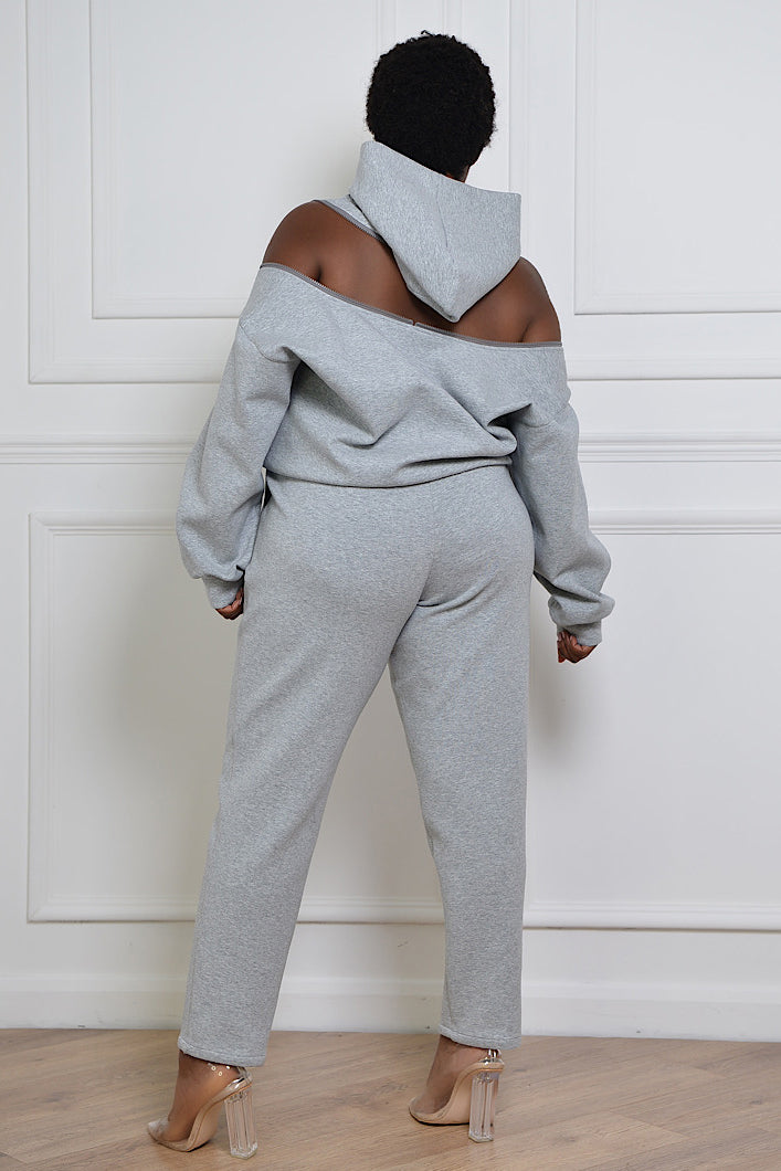 KYOTO HOODED ZIPPER LUXESUIT IN GREY
