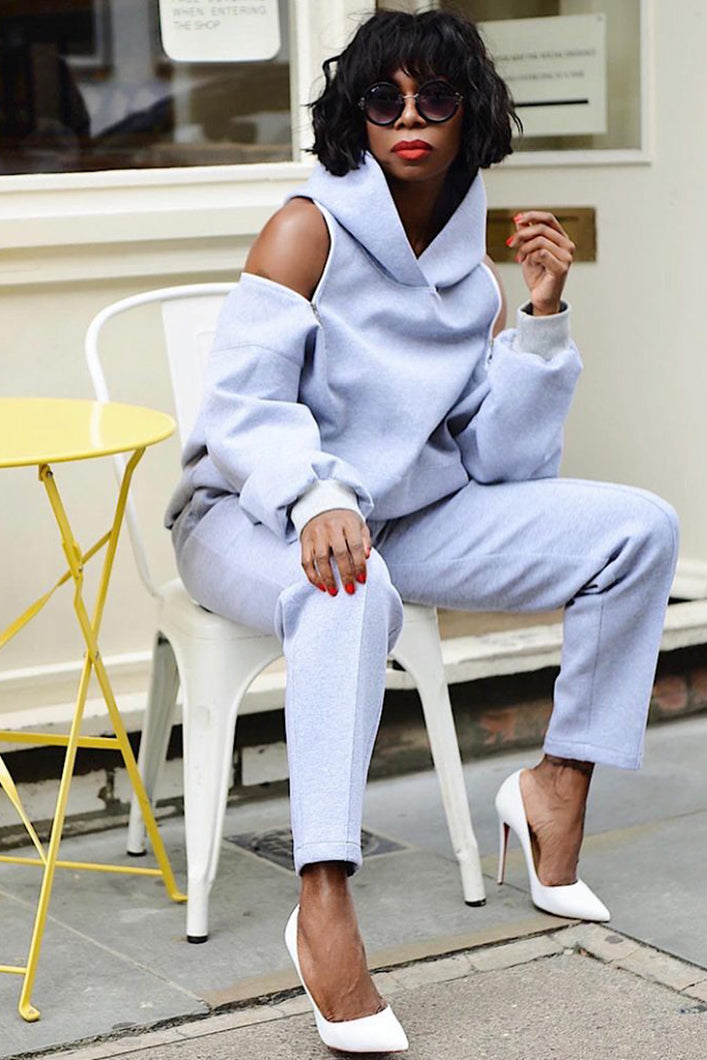 KYOTO HOODED ZIPPER LUXESUIT IN GREY