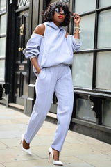 KYOTO HOODED ZIPPER LUXESUIT IN GREY