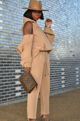 KYOTO HOODED ZIPPER LUXESUIT IN LIGHT BROWN