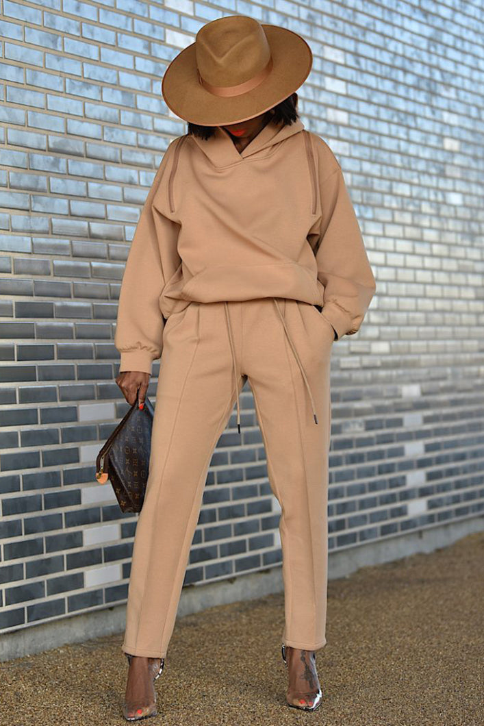 KYOTO HOODED ZIPPER LUXESUIT IN LIGHT BROWN