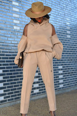 KYOTO HOODED ZIPPER LUXESUIT IN LIGHT BROWN