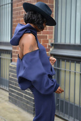 KYOTO HOODED ZIPPER LUXESUIT IN NAVY