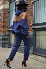 KYOTO HOODED ZIPPER LUXESUIT IN NAVY