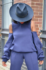 KYOTO HOODED ZIPPER LUXESUIT IN NAVY