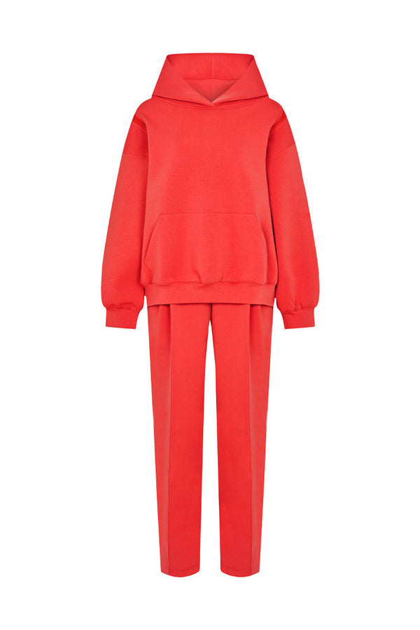 KYOTO HOODED ZIPPER LUXESUIT IN RED