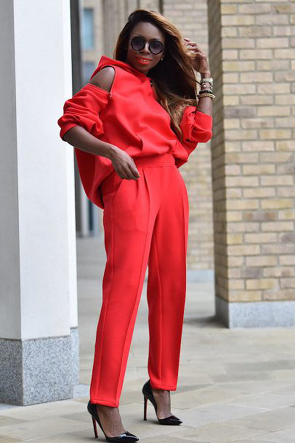 KYOTO HOODED ZIPPER LUXESUIT IN RED