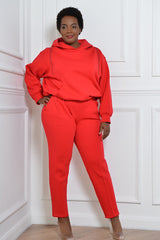 KYOTO HOODED ZIPPER LUXESUIT IN RED