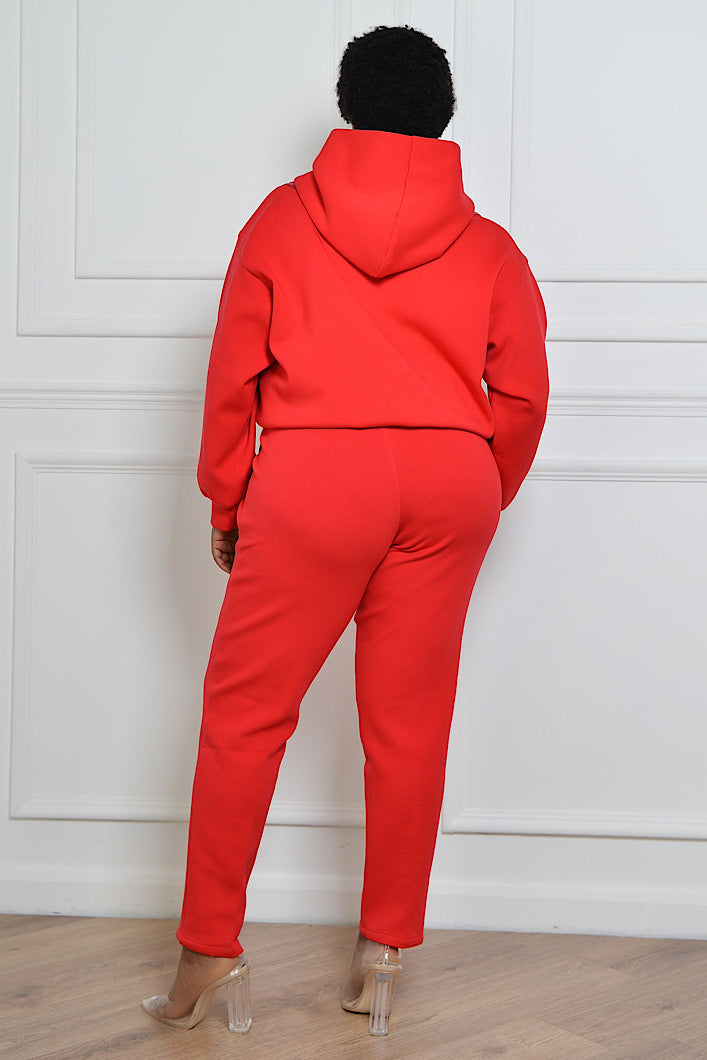 KYOTO HOODED ZIPPER LUXESUIT IN RED