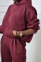KYOTO HOODED ZIPPER LUXESUIT IN MAROON