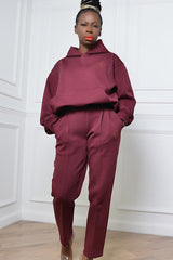 KYOTO HOODED ZIPPER LUXESUIT IN MAROON