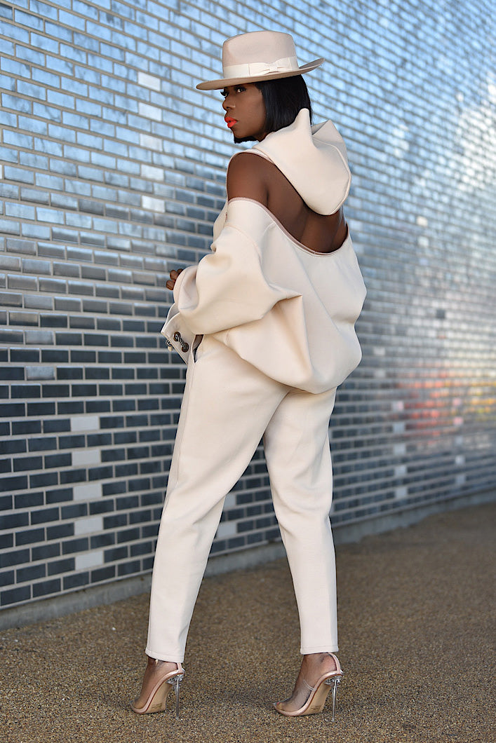 KYOTO HOODED ZIPPER LUXESUIT in Nude