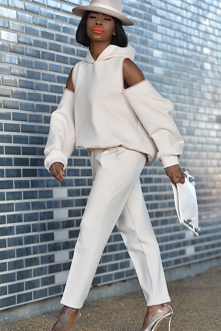 KYOTO HOODED ZIPPER LUXESUIT in Nude