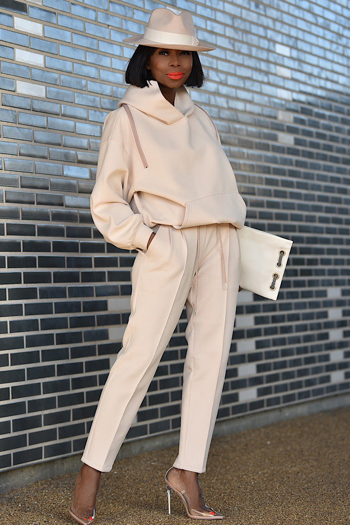 KYOTO HOODED ZIPPER LUXESUIT in Nude